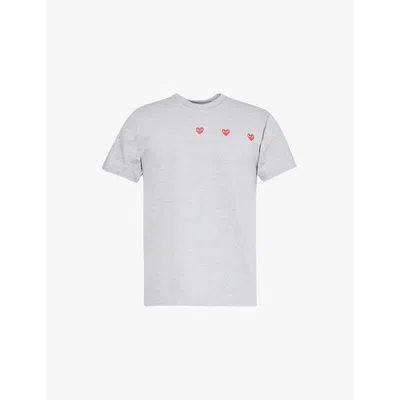 Comme Des Garçons Play Mens Comme Des Garcons Play Graphic-pattern Short-sleeve Cotton-jersey T-shirt In Grey