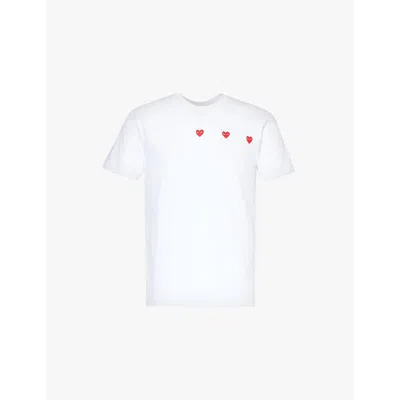 Comme Des Garçons Play Mens White Graphic-pattern Short-sleeve Cotton-jersey T-shirt Xxl In White