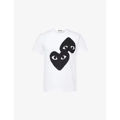 Comme Des Garçons Play Mens White Logo Print Crewneck Cotton-jersey T-shirt Xl