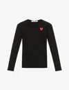 Comme Des Garçons Play Mens Black Overlap Heart-print Cotton-jersey Top Xl