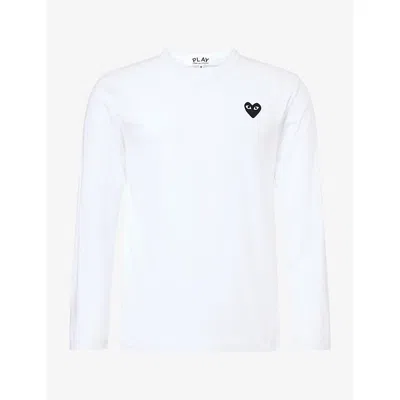 Comme Des Garçons Play Mens Comme Des Garcons Play Small Black Heart Long-sleeve Cotton-jersey T-shirt In White