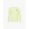 Comme Des Garçons Play Mens Grn X Wht Heart-appliqué Striped Cotton-jersey Top