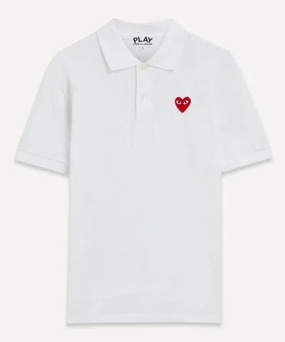Comme Des Garçons Play Comme Des Garcons Play Mens Heart-applique Pique Polo Shirt In White