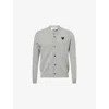 Comme Des Garçons Play Mens Light Grey Logo-embroidered V-neck Wool Cardigan