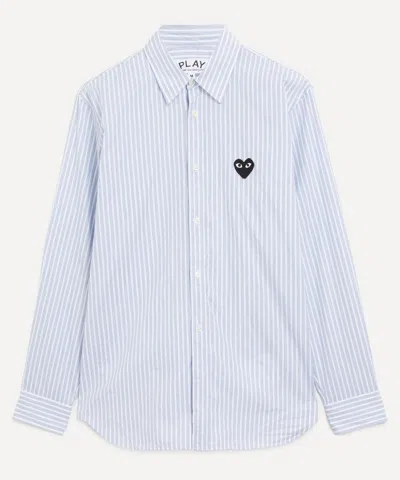 Comme Des Garçons Play Comme Des Garcons Play Mens Multi-stripe Black Heart Shirt In Blue