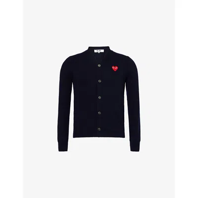 Comme Des Garçons Play Mens Navy Cdg Knit Cardigan In Blue