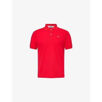 Comme Des Garçons Play Mens Red Heart-appliqué Regular-fit Cotton Piqué Polo Shirt