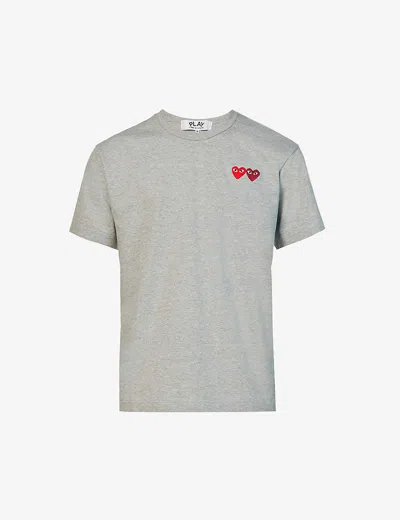 Comme Des Garçons Play Mens Reverse-logo-print Cotton-jersey T-shirt Grey