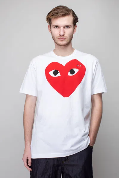 Comme Des Garçons Play Mens T-shirt Short Sleeve Knit In White