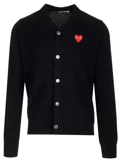 Comme Des Garçons Play Merino Wool Cardigan Knitwear Black
