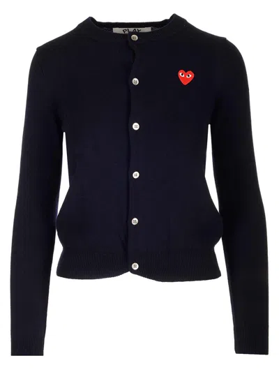 Comme Des Garçons Play Merino Wool Cardigan Knitwear Blue