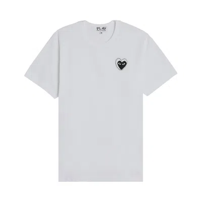 Pre-owned Comme Des Garçons Play Metalstone Heart T-shirt 'white/black' | Yellow | Men's Size M