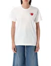Comme Des Garçons Play White Metal Stone Emblem Red Heart T-shirt