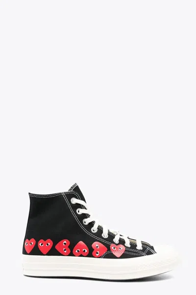Comme Des Garçons Play Multi Heart Ct70 Low Top Converse Collaboration Chuck Taylor 70s Black Canvas High Sneaker In Nero