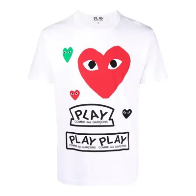 Comme Des Garçons Play Multi Heart Graphic Tee In White