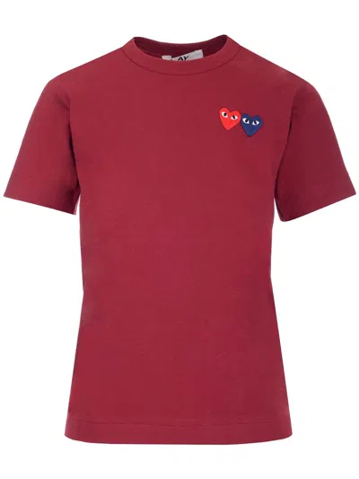 Comme Des Garçons Play Multi Hearts T-shirt In Red