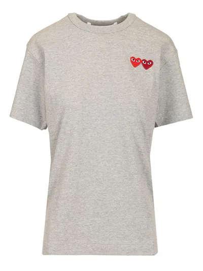 Comme Des Garçons Play Multi Hearts T-shirt In Gray