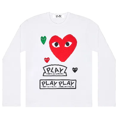 Pre-owned Comme Des Garçons Play Multi Logo Long-sleeve T-shirt 'white'