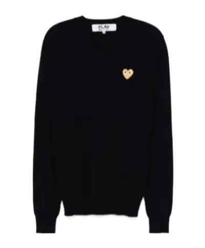 Comme Des Garçons Play Navy Blue Heart Applique Hoodie In Animal Print