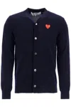 Comme Des Garçons Play Round-neck Cardigan Red Emmblem In Blue