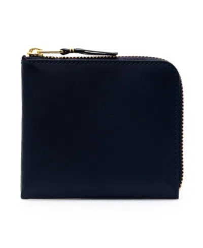 Comme Des Garçons Play Navy Blue Zipper Purse In Black