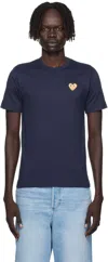Comme Des Garçons Play Navy Heart Patch T-shirt In Blue