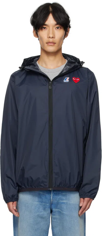 COMME DES GARÇONS PLAY NAVY K-WAY EDITION RAIN JACKET