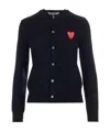 Comme Des Garçons Play Overlapping Heart Wool Cardigan In Black