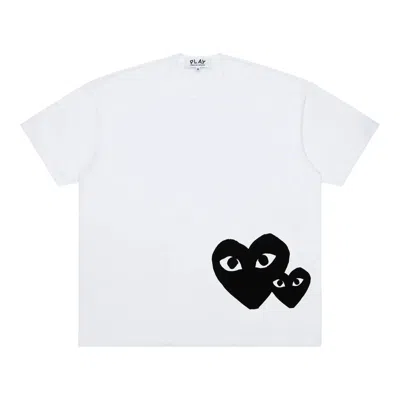 Comme Des Garçons Play Oversized Black Heart Logo T-shirt In White