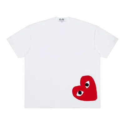 Comme Des Garçons Play Oversized Red Heart Logo T-shirt In White