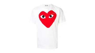 Pre-owned Comme Des Garçons Play P1t026 Play Red Heart T-shirt In White