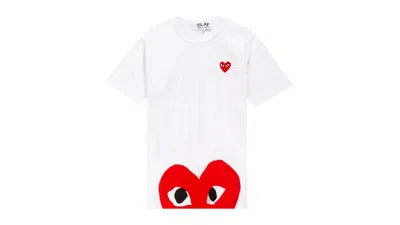 Pre-owned Comme Des Garçons Play P1t034 Play Red Heart T-shirt In White