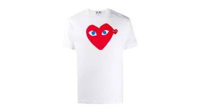 Pre-owned Comme Des Garçons Play P1t086 Play Red Heart T-shirt In White