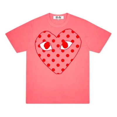 Comme Des Garçons Play Comme Des Garcons Play Pastelle Polka Dot Logo T-shirt 'pink'