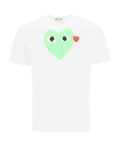 Comme Des Garçons Play Pattern Printed Short-sleeved T-shirt In White
