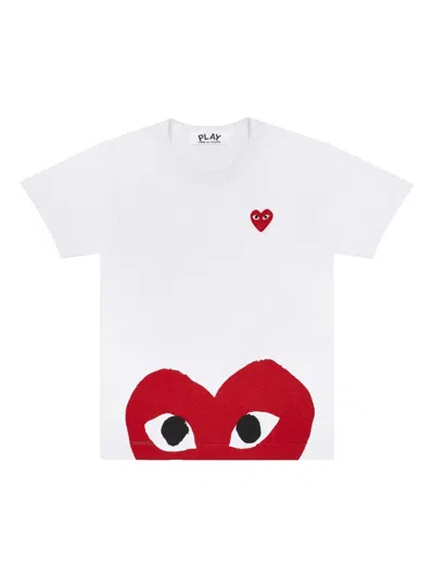 Comme Des Garçons Play Peek A Boo Heart T-shirt In White