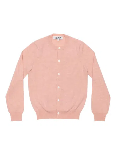 Comme Des Garçons Play Wool Heart-embellished Cardigan In Pink