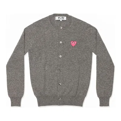 Comme Des Garçons Play Pink Emblem Round Neck Cardigan