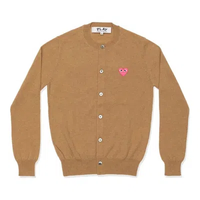 Comme Des Garçons Play Pink Emblem Round Neck Cardigan