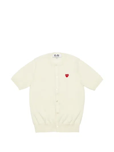 Comme Des Garçons Play Play Heart-patch Cardigan In White