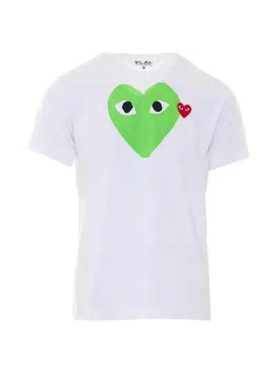 Comme Des Garçons Play Play Heart-print Logo-patch T-shirt In White