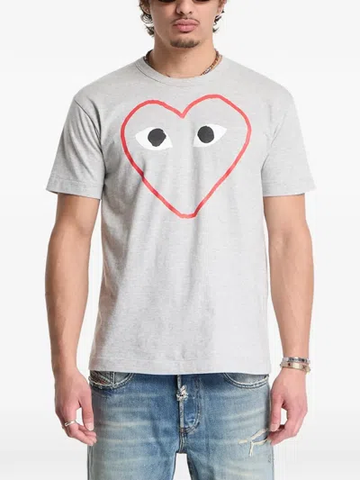 Comme Des Garçons Play Play Heart-print T-shirt In Gray