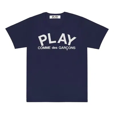Comme Des Garçons Play Comme Des Garcons Play Play Logo Tee 'navy White' In Blue