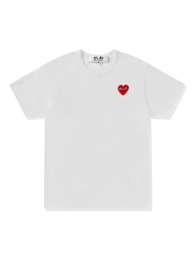 Comme Des Garçons Play Play Rhinestone-heart T-shirt In White