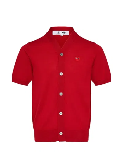 Comme Des Garçons Play Play Short-sleeve Cardigan In Red