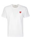 Comme Des Garçons Play White Red Heart Short Sleeve T-shirt In White