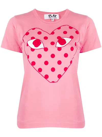 Comme Des Garçons Play Polk-dot Heat Print T-shirt In Pink