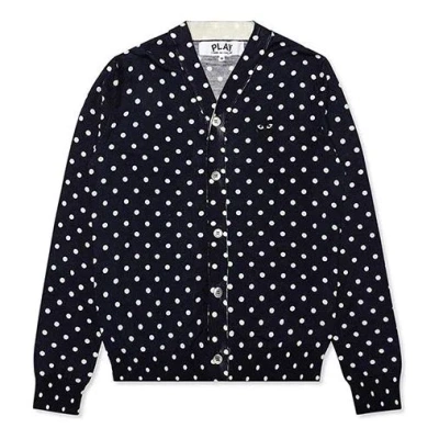 Comme Des Garçons Play Comme Des Garcons Play Polka Dot Cardigan Black Emblem 'navy' In Blue