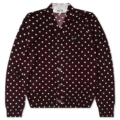 Pre-owned Comme Des Garçons Play Polka Dot Cardigan Sweater In Burgundy