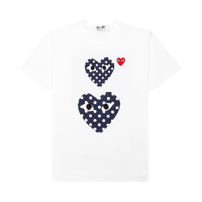Pre-owned Comme Des Garçons Play Polka Dot Duo T-shirt 'white'